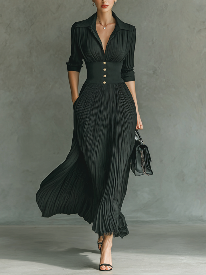 Olivia | Pleated Maxi Dress